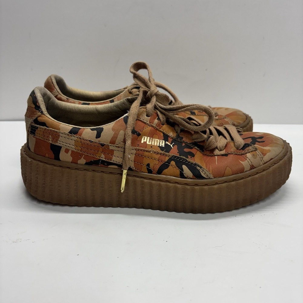 PUMA Fenty x Rihanna Suede Creepers Orange Camo Women's Size 7.5